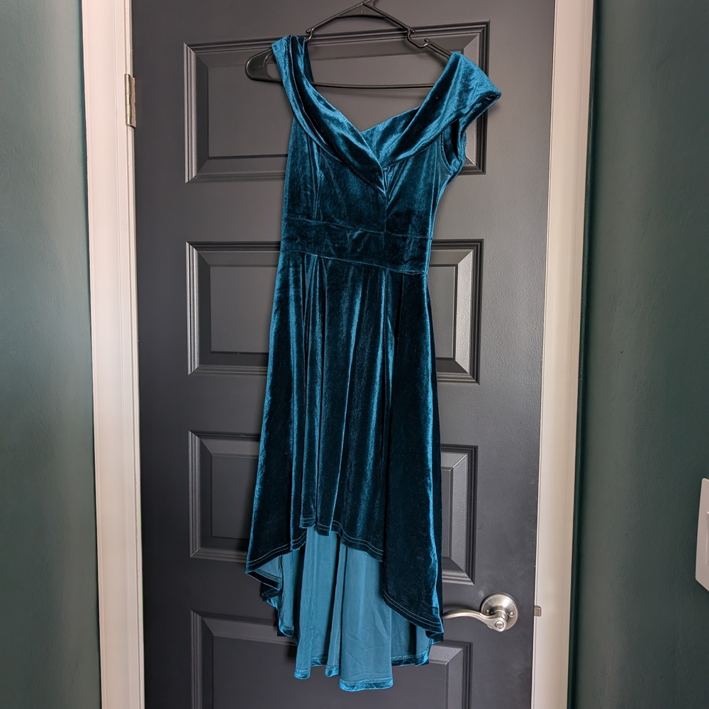 Amazon Teal Velvet High-Low Dress